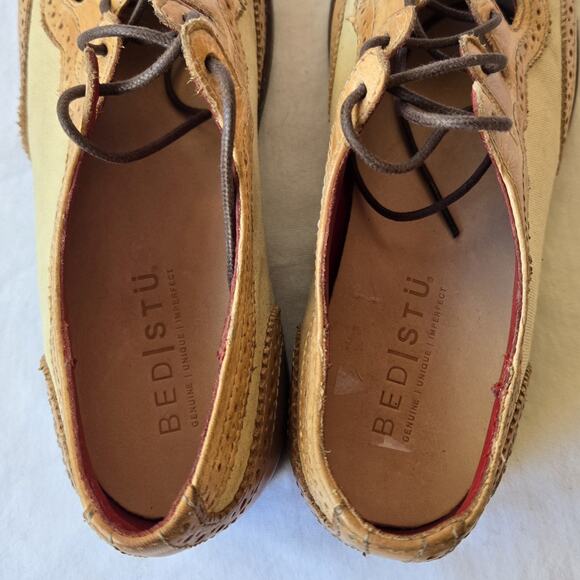 Bed Stu Doris Llama Women's Leather Wingtip Oxfords Shoes Tan/Cream Size 7.5 - Picture 7 of 10